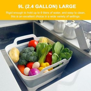 Collapsible Dish Tub 9L-Collapsible Basin Bucket Portable