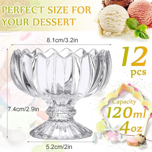12 Pcs 4 oz Tulip Footed Small Dessert Cups